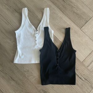 Abercrombie & Fitch Black and White Buttoned Tank Tops